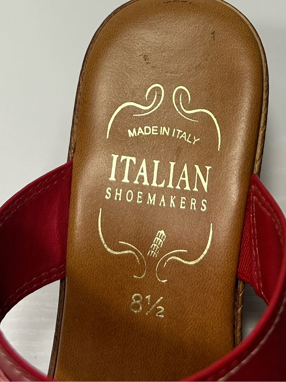 Italian Shoemakers Red Wedge Slide Sandals Size 8.5 - Picture 3 of 8